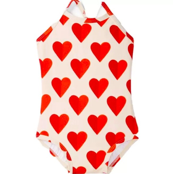 Hanna Andersson 1-Piece Swimsuit Size 2 Red Heart - Picture 1 of 2